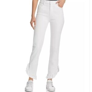 PAIGE Hoxton Straight Ruffle-Detail Ankle Jeans. Size 30. Inseam 27" NWT…